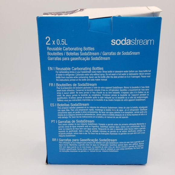 SodaStream Twin Pack of 0.5L Carbonating Bottles Clear with Black Tops NEW - Picture 5 of 8